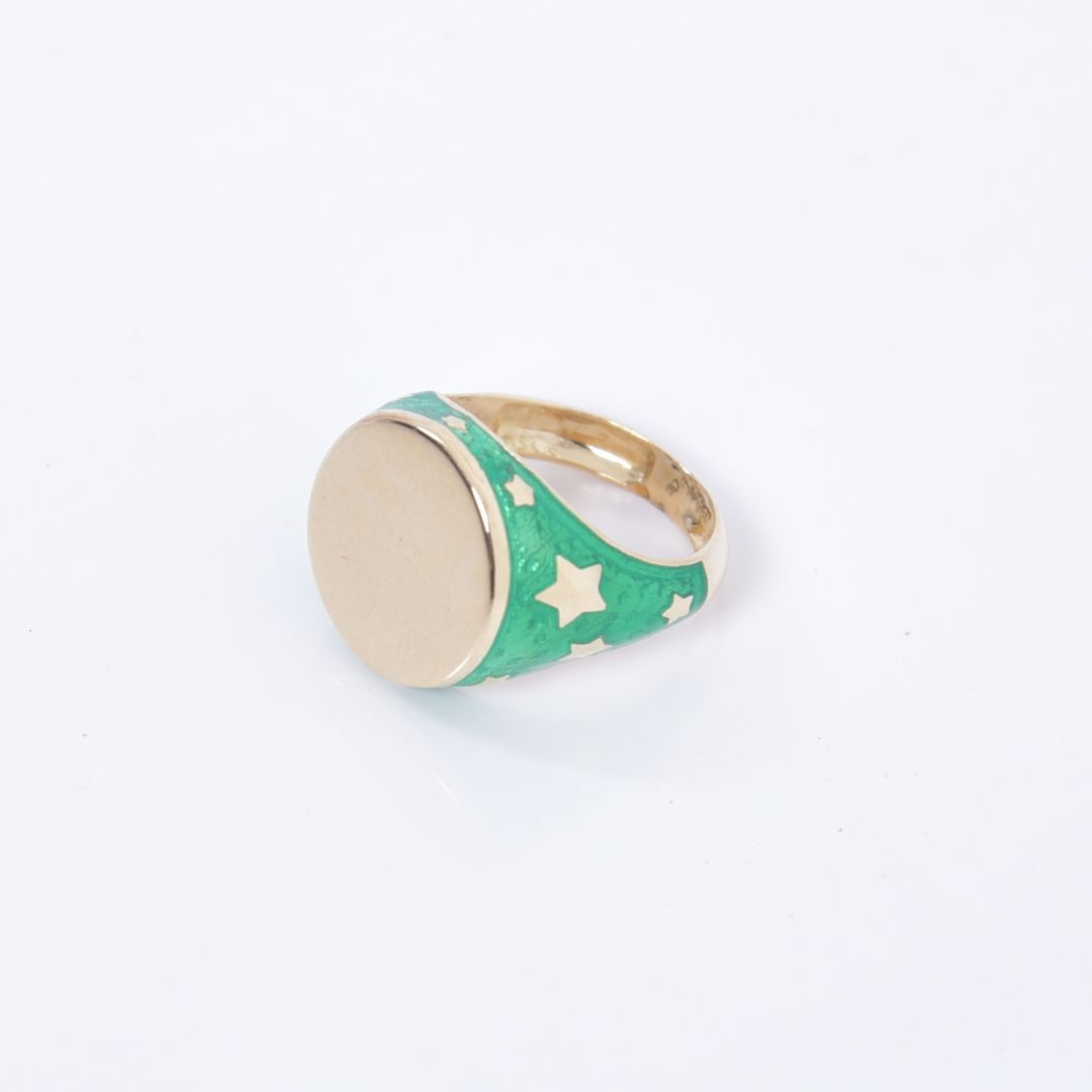 ENAMEL & CRYSTAL ADJUSTABLE RING - GREEN main image 0